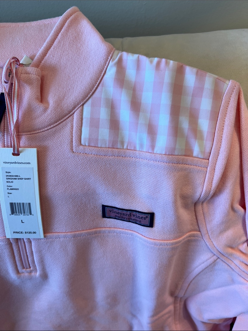 NWT Vineyard Vines Shep Shirt Light Pink Quarter-Zip Mock Neck Pullover - Picture 3 of 8
